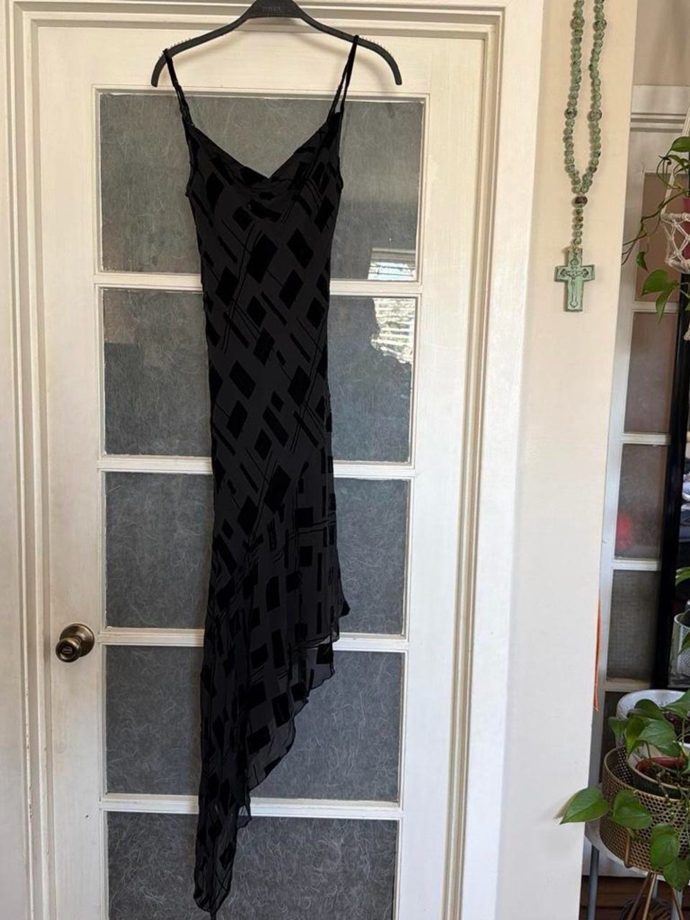 Y2k BEBE Silk blend Black Asymmetric Slip Dress - Women